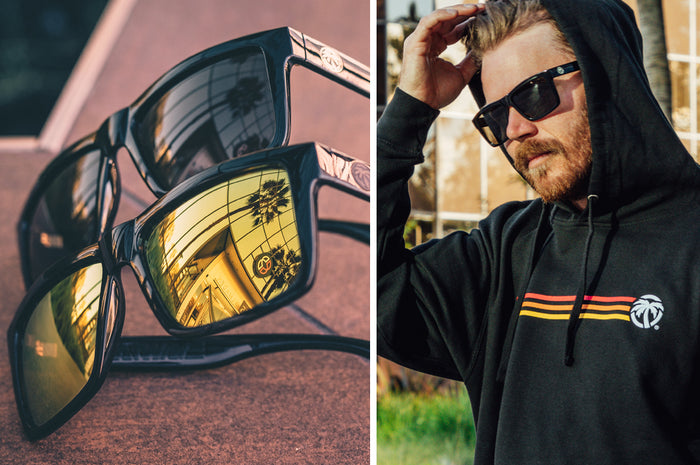 Owner Justin Hertel wearing Heat Wave Visual USA made Vise Sunglasses.