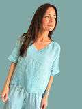 V-Neck Linen Crop Top
