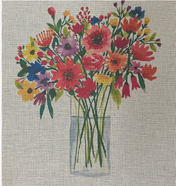 Vase with Colorful Flowers