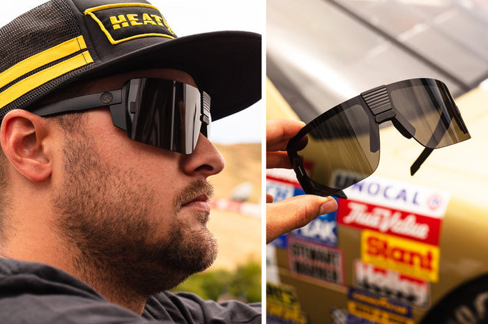 Ian wearing the Heat Wave Visual Vector Sunglasses.