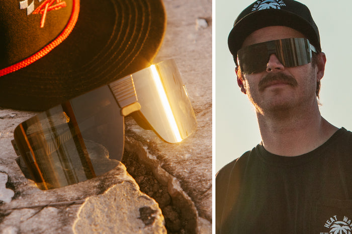 Justin Hertel wearing Heat Wave Visual Vector Sunglasses with black frame and black lens.