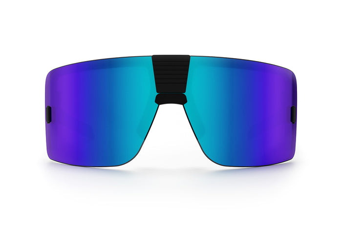 Front of the Heat Wave Visual Vector Sunglasses with black frame and galaxy blue lens.