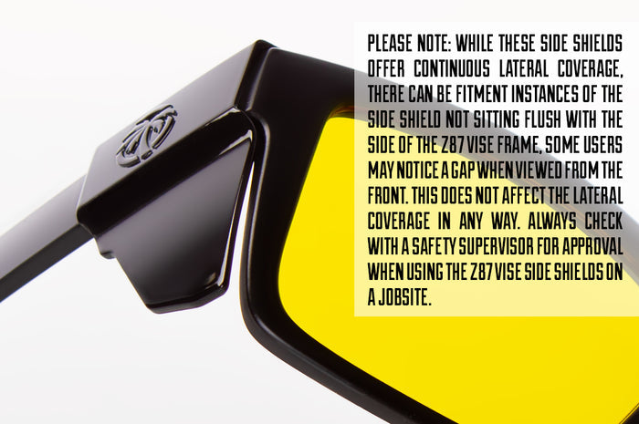Heat Wave Visual Vise Smoke Side Shields warning.