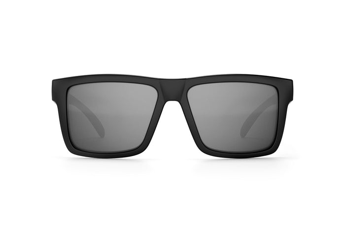 Front view of Heat Wave Visual Vise Sunglasses with black frame and silver lenses.