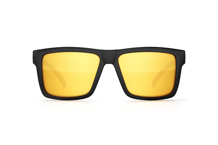Front of the Heat Wave Visual Vise Z87 Sunglasses with black frame and gold lenses.