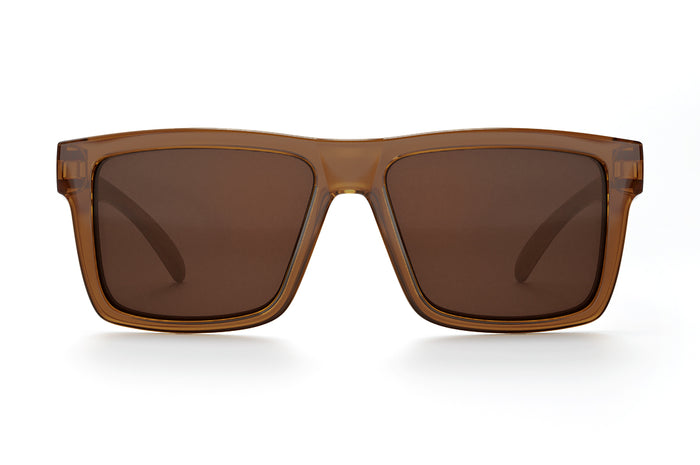 Front view of the VISE Sunglasses: Saddle with brown lens on a white background.