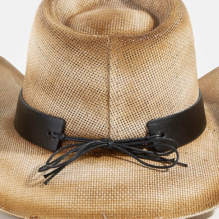 Western Turquoise Stone Strap Straw Cowboy Hat