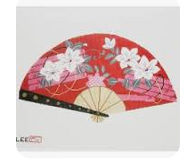 White Blossoms on Red Fan