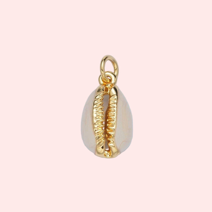 White Enamel Cowrie Shell Charm