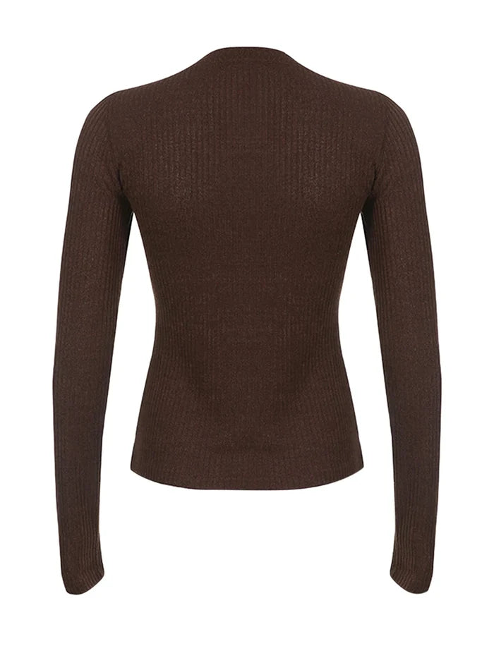 Women's Lace Patchwork Button Front Knit Top – Long Sleeve Slim Fit Sweater