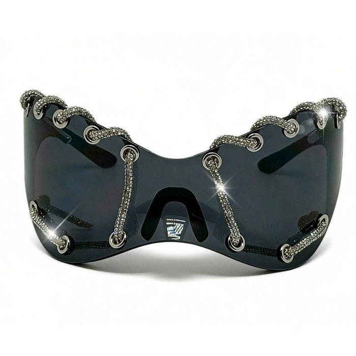 Y2K Punk Style Rhinestone Oversized Sunglasses