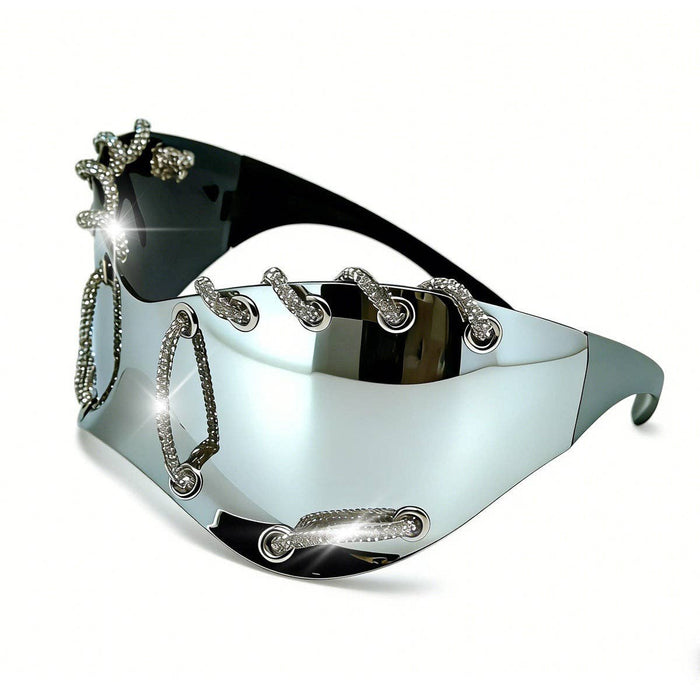 Y2K Punk Style Rhinestone Oversized Sunglasses