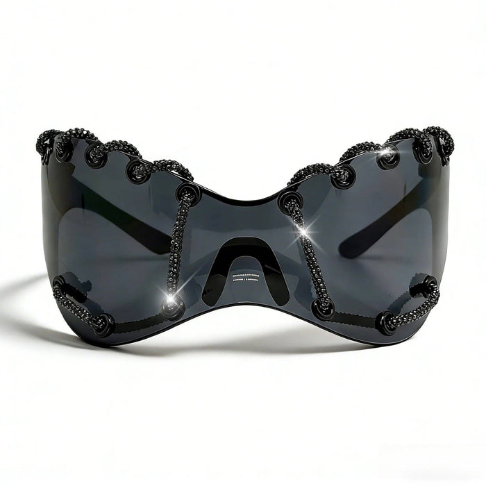 Y2K Punk Style Rhinestone Oversized Sunglasses