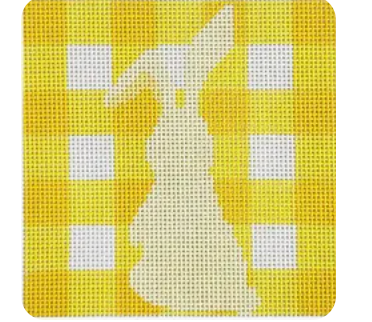 Yellow Bunny Gingham Square