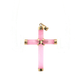 Yellow Gold and Rose Quartz Cross Pendant with 14k gold bail