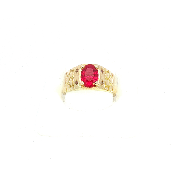 Yellow Gold Red Gem Ring
