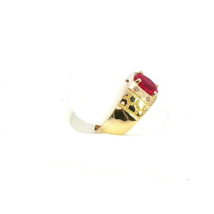 Yellow Gold Red Gem Ring